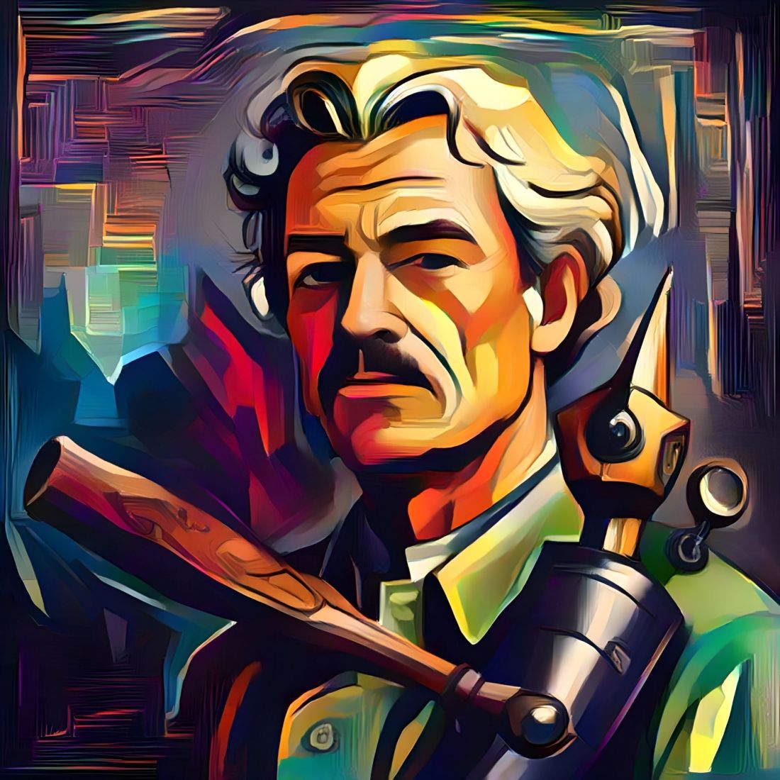 Illustration of an Australian man with a big tool, he looks like he knows where to stick it