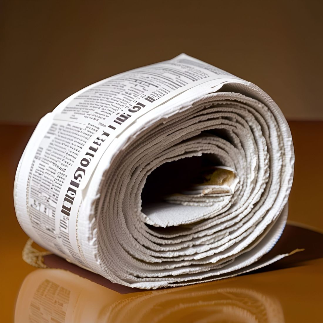 A badly rolled newspaper