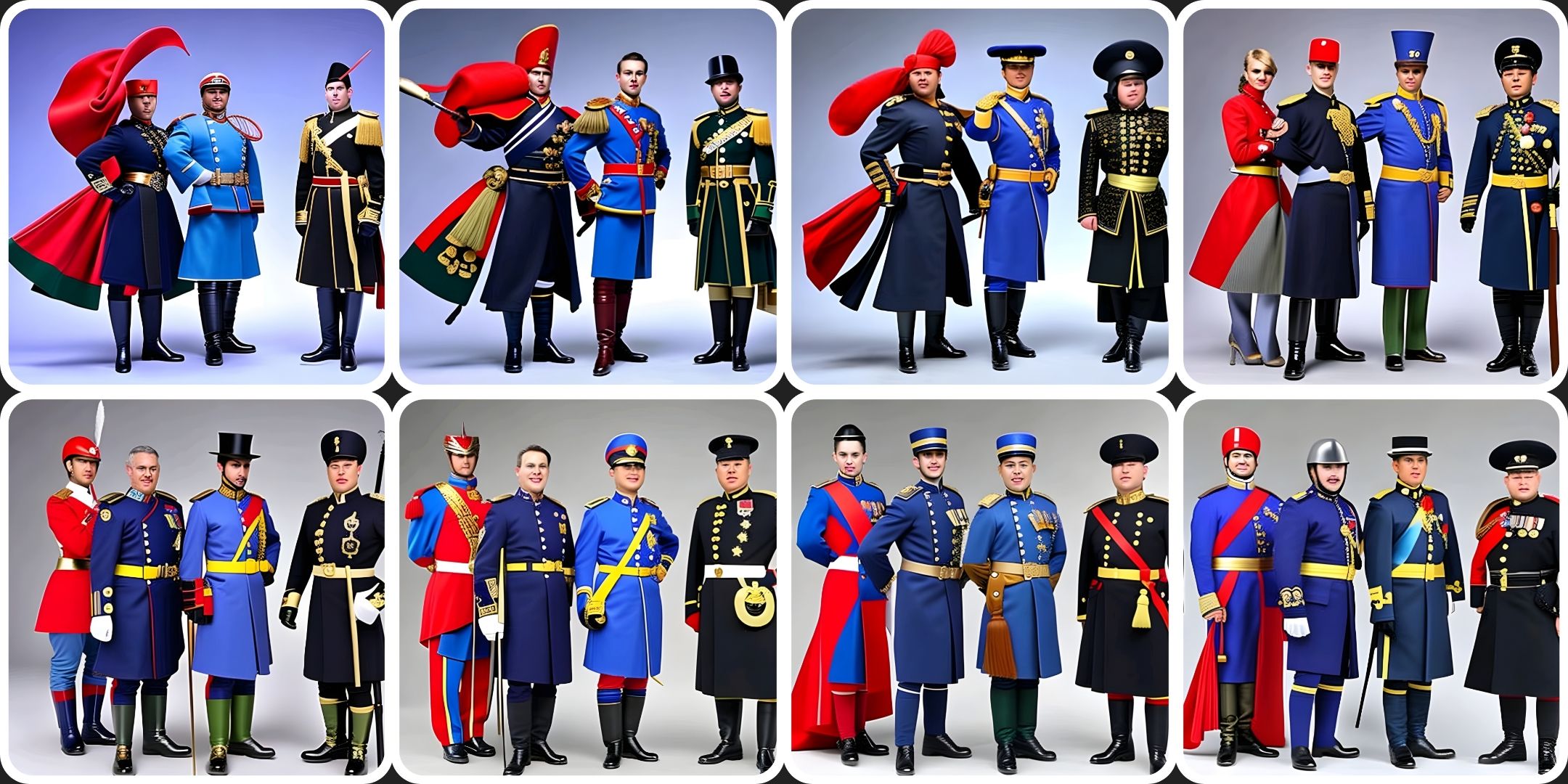 Lots of men with inferiority complexes pose in imperial garb while a socialist photographer is forced at gun point to snap them